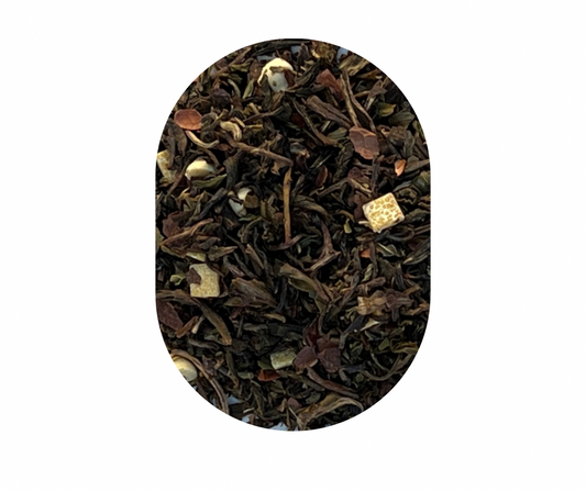 Le Tea Life Choco Peppermint Cane ingredients of  Pu'erh tea, dark chocolate, (cocoa mass, sugar, cocoa butter, soy lecithin, natural vanilla), flavor, peppermint, spearmint, natural chocolate flavor. CONTAINS: SOY (SOY LECITHIN).